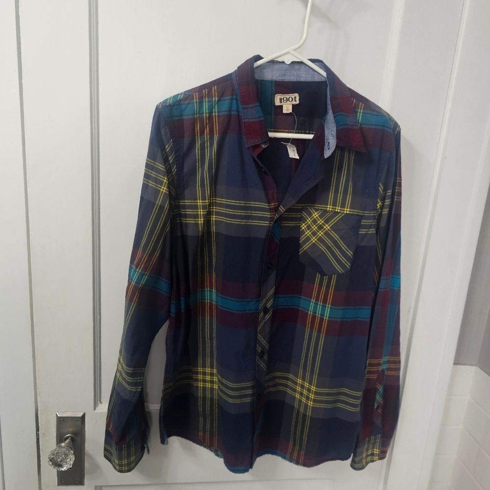 NWT 1901 Button Down Plaid Shirt Sz Large